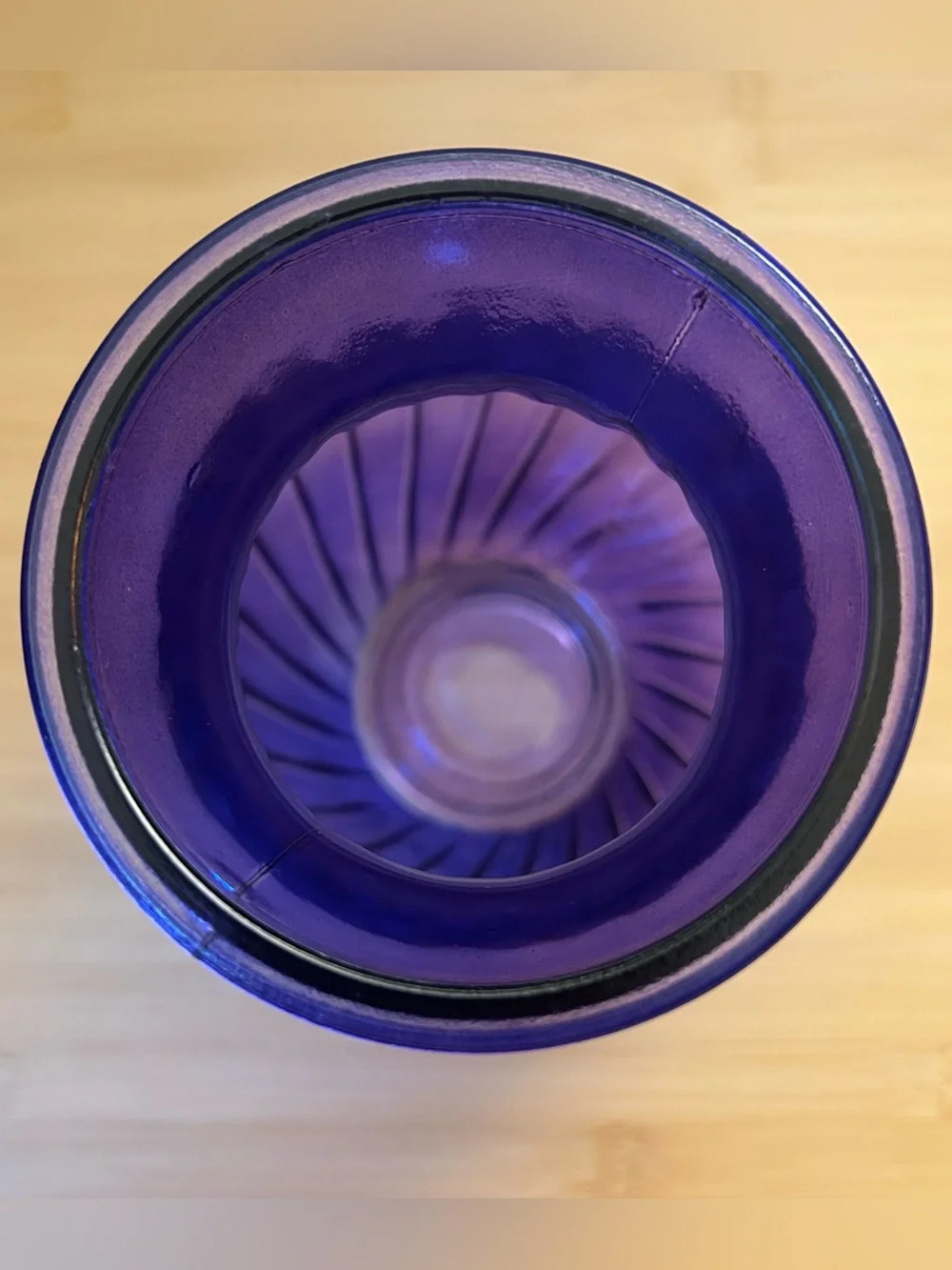 Textured Blue Glass Vase Cobalt Tinted Vintage Style Swirl Sculpt SEE PICS